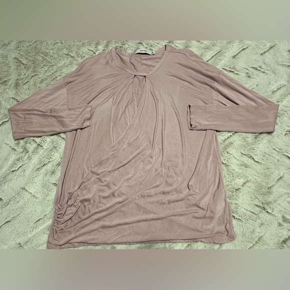 JustFab Mauve Faux Wrap Long Sleeve Top - Picture 1 of 8